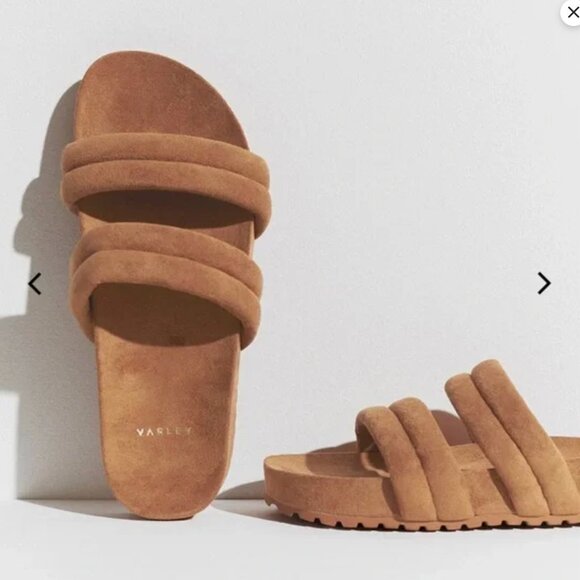 NWOT Varley Giles Quilted Slides in Chestnut 9 - Picture 1 of 4